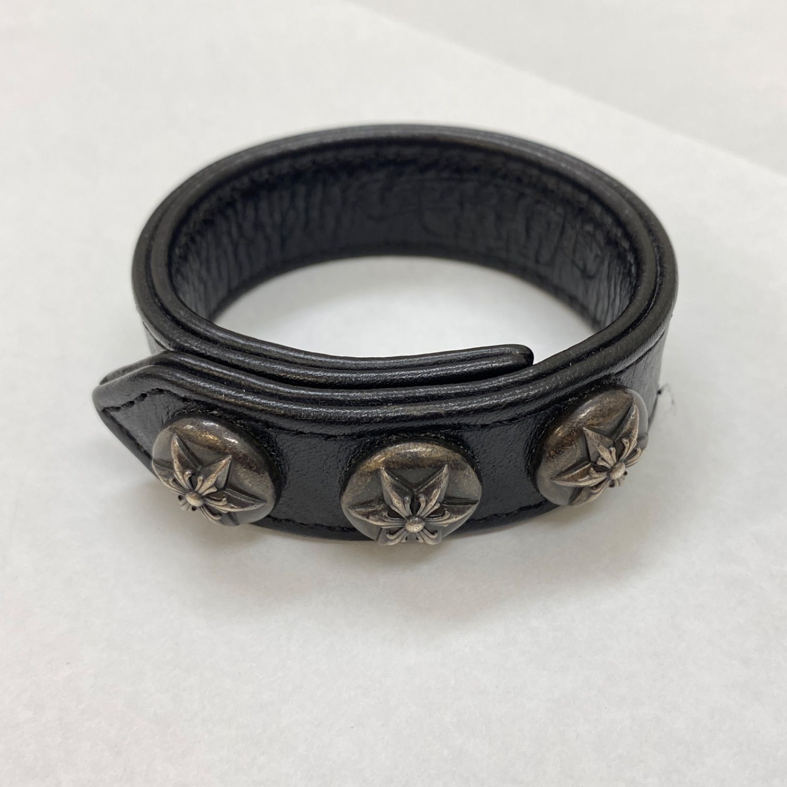 クロムハーツ CHROME HEARTS レザーブレス スター Chrome Hearts - クロムハーツ レザー ブレスレット スター