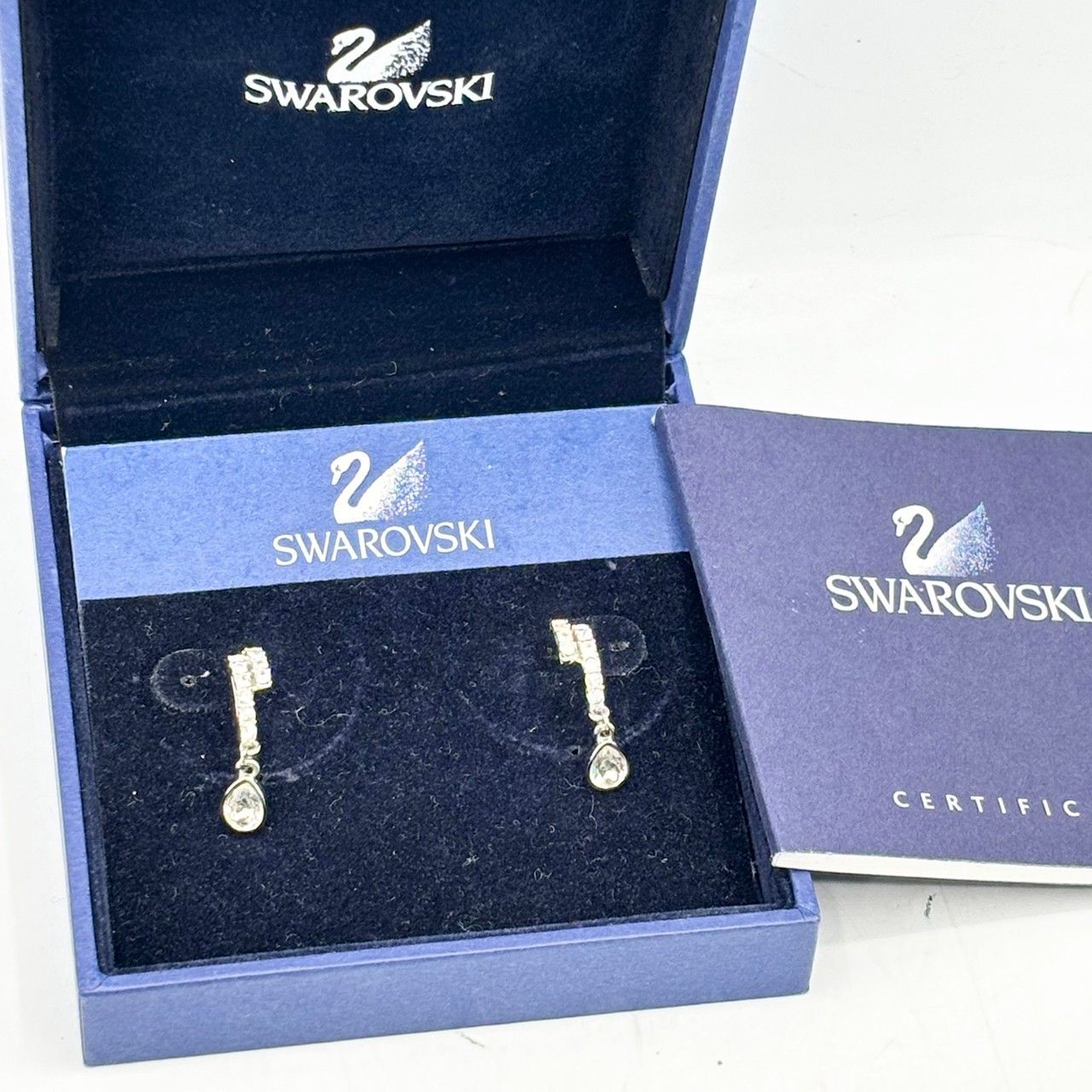 SWAROVSKI スワロフスキー ティア ドロップ ピアス クリスタル×ライン 