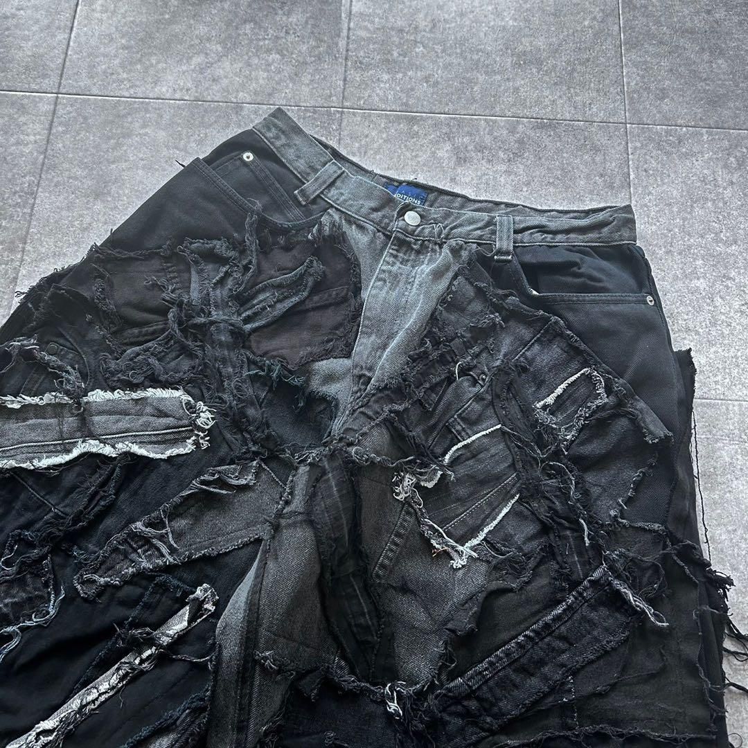 ラングラー　再構築デニム　フレア　　ハカマデニム　リメイク　ブラック Wrangler ジーンズ デニム デニムパンツ Wrangler/ラングラー