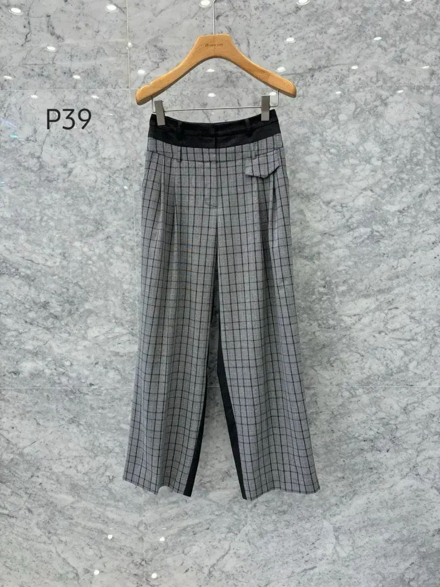 JS NEW YORK スタイル セール 当日発送 ハイウエスト CHECK バイカラー ワイドパンツ S サイズ P39