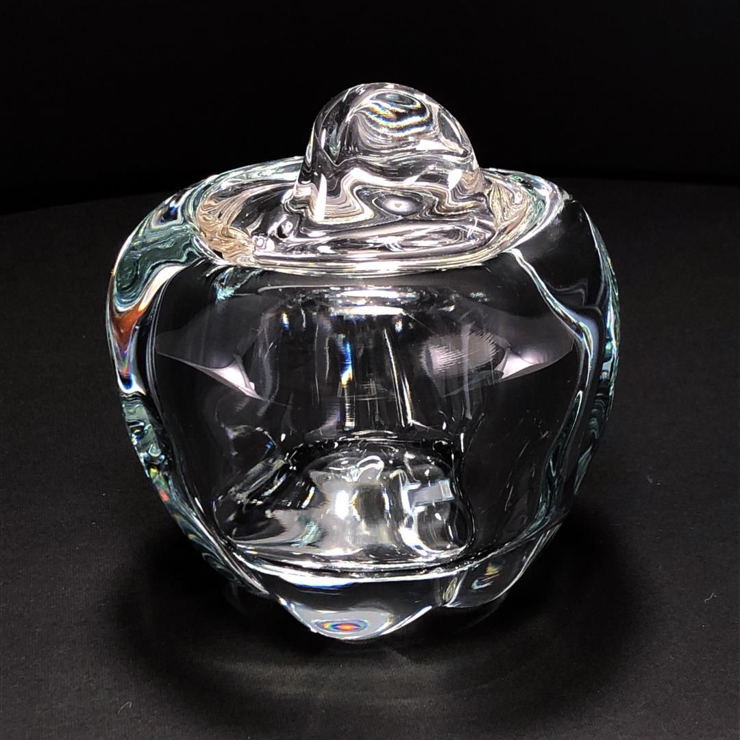 ヴィンテージ Tiffany ティファニー エルサ ペレッティ アップル型 蓋付ジャムポット クリスタルグラス クリア