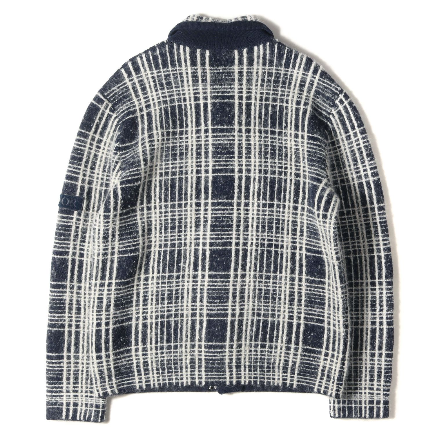 ディオールオム チェック シルク混 ウール モヘア シャギー ニット