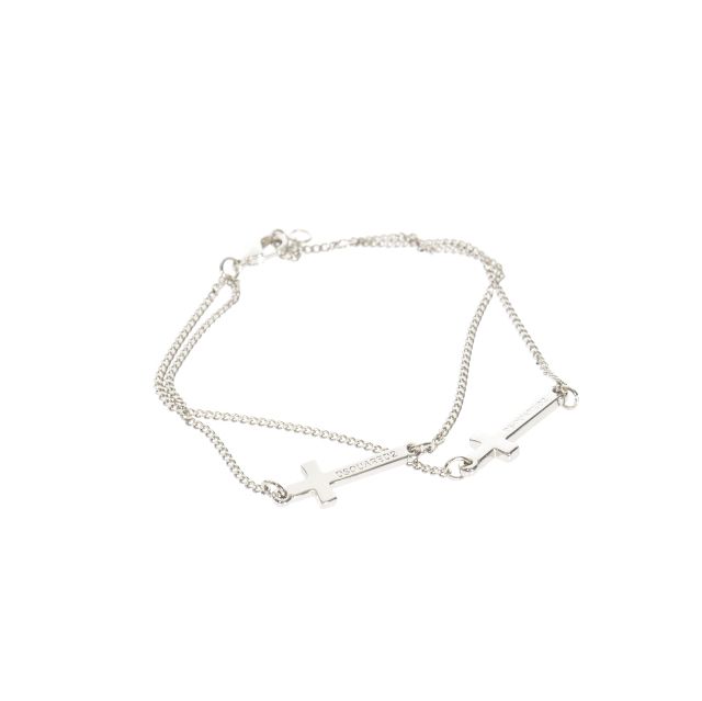 ディースクエアード DSQUARED2 23AW クロスモチーフ 2連 ブレスレット アクセサリー M シルバー S82AR0002 正規