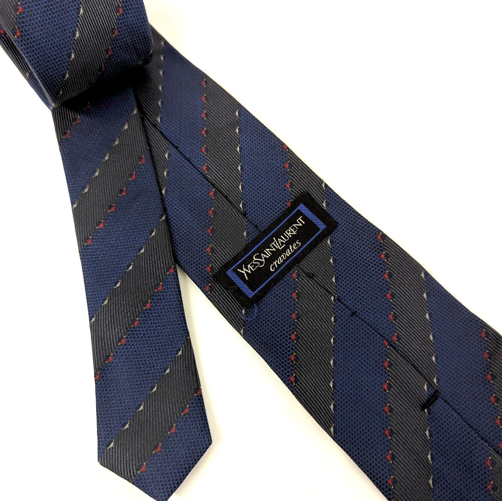 Yves Saint Laurent イヴ・サンローラン ストライプ ネクタイ YVES SAINT LAURENT イヴ・サンローラン ネクタイ レジメンタル