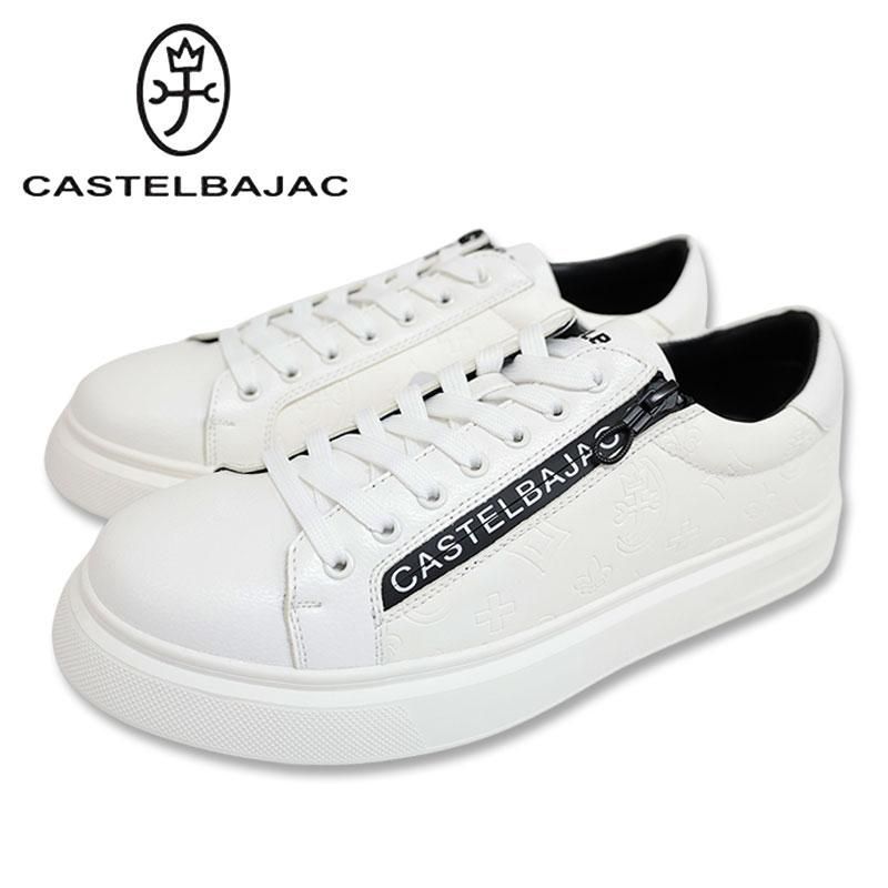 カステルバジャック モノグラム ZIP スニーカー 7235195126 ホワイト ブラウン ブラック くつ 家紋 castelbajac シューズ