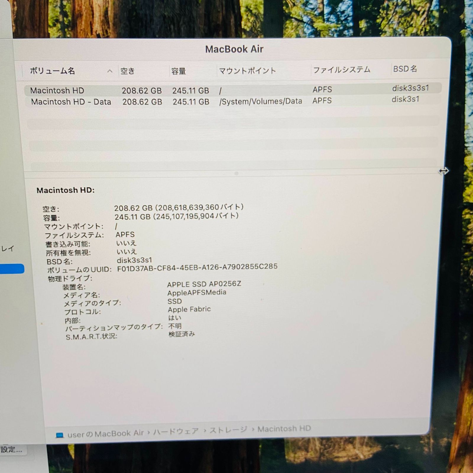 バッテリー最大容量100% MacBook Air 13インチ M2 2022 8GB SSD 256GB