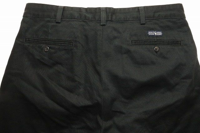 Polo by Ralph Lauren ポロチノ　ブラック　タイ製 希少90's Ralph Lauren ツータック ワイド ポロチノ 黒 W32
