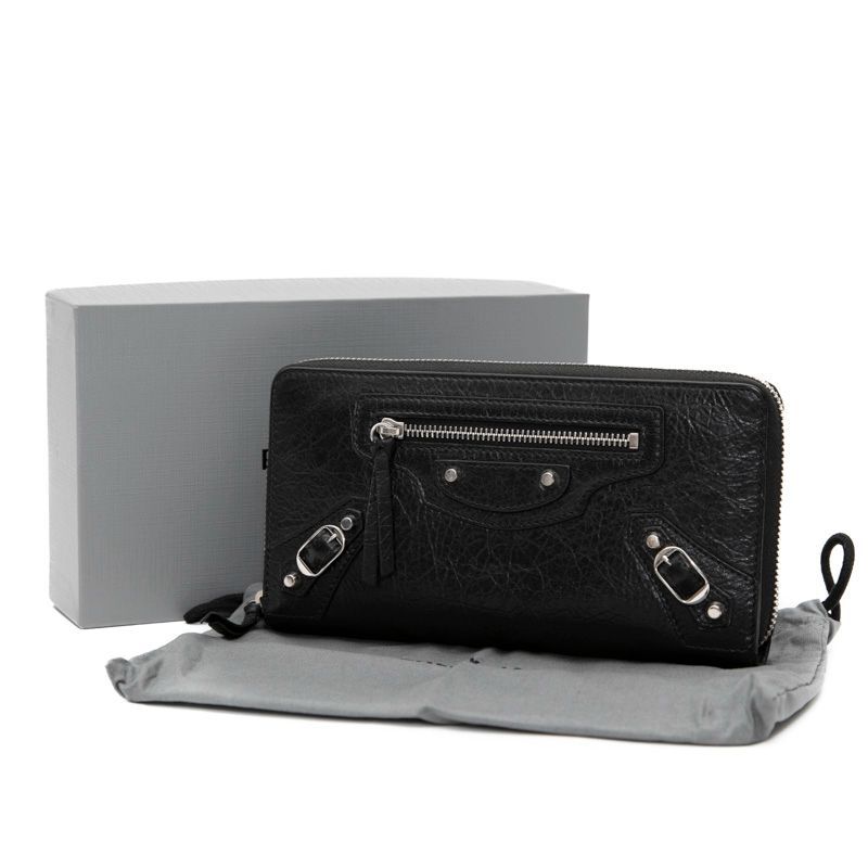 バレンシアガ 長財布 ロングウォレット ラウンドファスナー ブラック