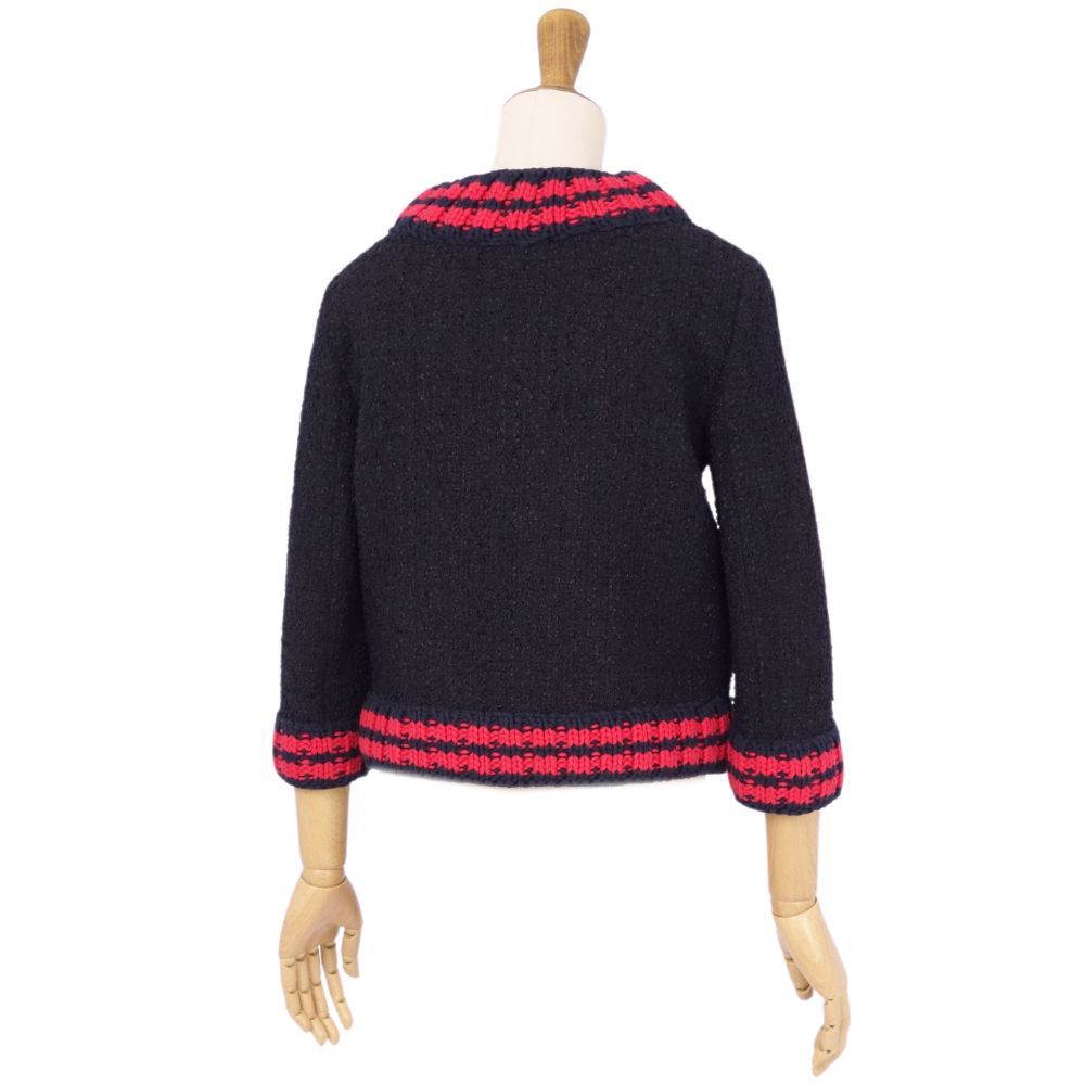 美品 グッチ GUCCI ジャケット ノーカラー ミックスツイード アウター  