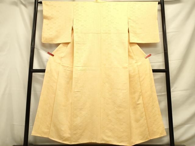 平和屋着物○上質な色無地 紋意匠 山葵色 やまと誂製 正絹