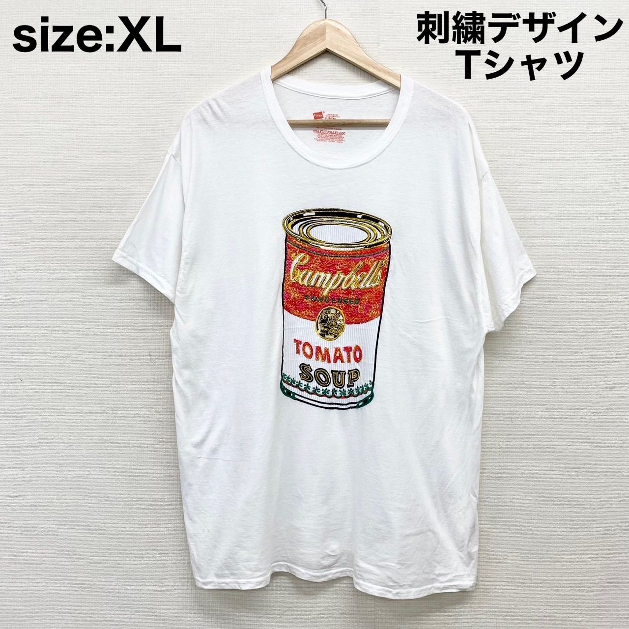US古着 キャンベル缶 刺繍デザイン Tシャツ 半袖 Campbell's Soup Cans