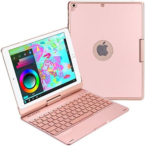 PCATEC iPad 9.7 2018第6世代 | iPad9.7 第五世代 | iPad5 用キーボードケース 360度回転機能 7色LEDバックライト キーボードカバー ワイヤレス bluetoothキーボード リチウムバッ