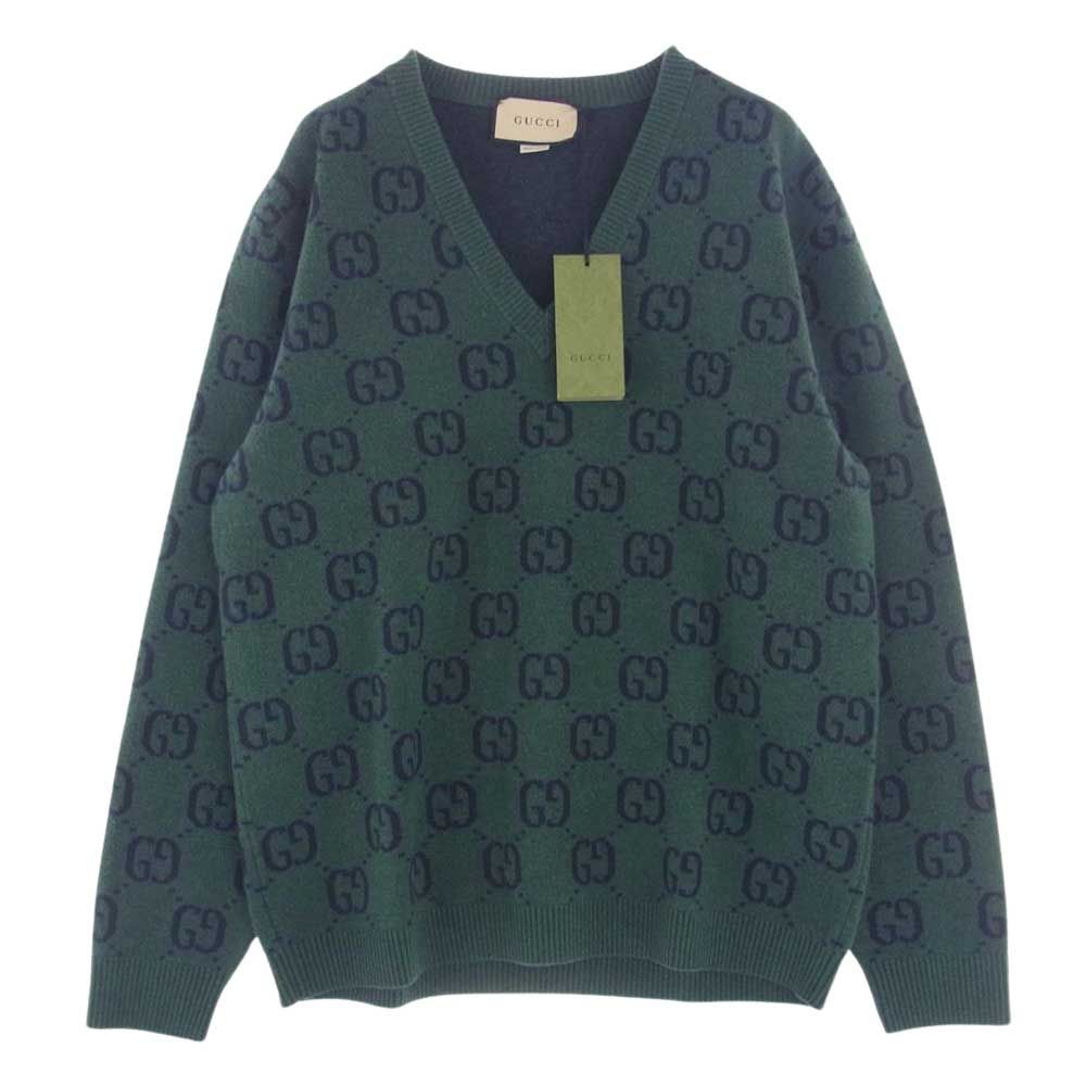GUCCI グッチ ニット 678942 XKB6P GG総柄 ロゴ Vネック ニット 