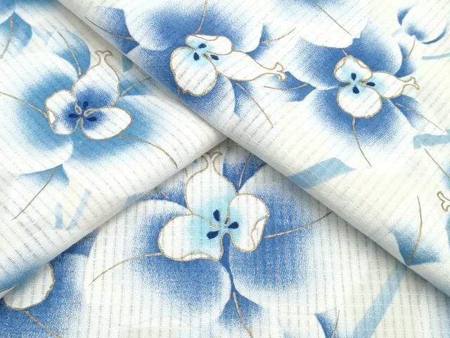 平和屋着物∴夏物　浴衣　胡蝶蘭　金彩　綿　逸品　CAAW0942ng 平和屋着物∴夏物 浴衣 胡蝶蘭 金彩 綿 逸品 CAAW0942ng - メルカリ