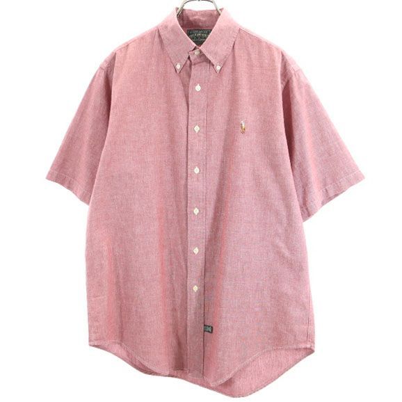【美品】Polo Country シャンブレーシャツ M 赤 ポロカントリー ポロカントリー ラルフローレン 半袖 ボタンダウンシャツ S 赤 POLO