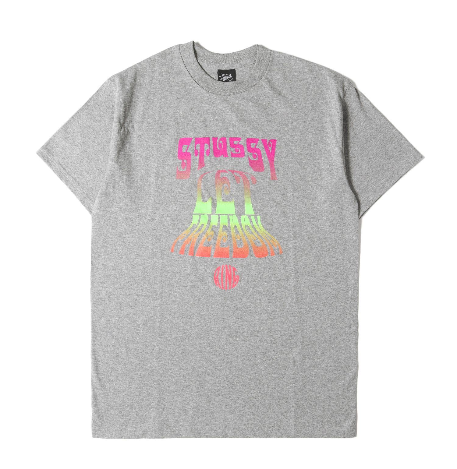 新品 STUSSY ステューシー Tシャツ サイズ:M 00s グラデーション グラフィック クルーネック 半袖Tシャツ デッドストック ヘザーグレー 00年代 トップス カットソー【メンズ】