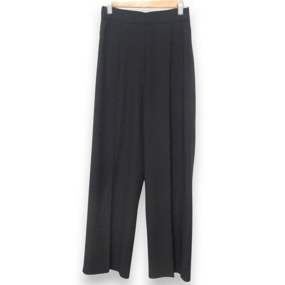 23AW yori ヨリ ノンアイロンワイドパンツ イージー スラックス YR22-23138AW サイズ36 ブラック レディース 古着