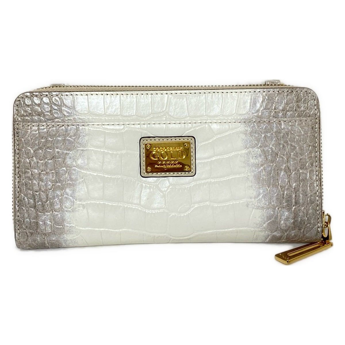 ココセリュックスゴールド 財布 クロコ型押しヒマラヤクロコダイル前ポケット付2WAYチェーンウォレット 206DA0245 レザー