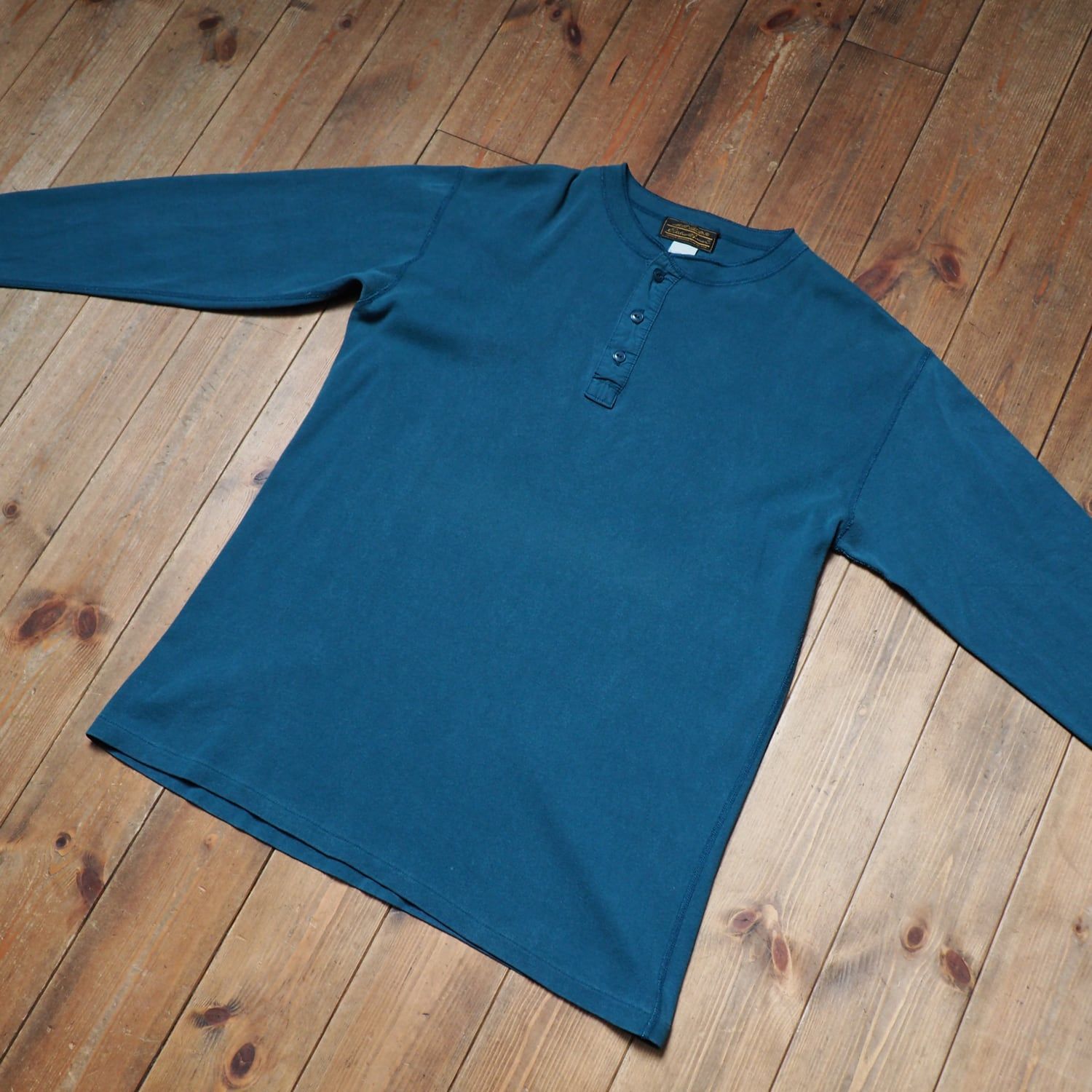 80s90s Eddie Bauer ヘンリーネックロンT 黒タグUSA製