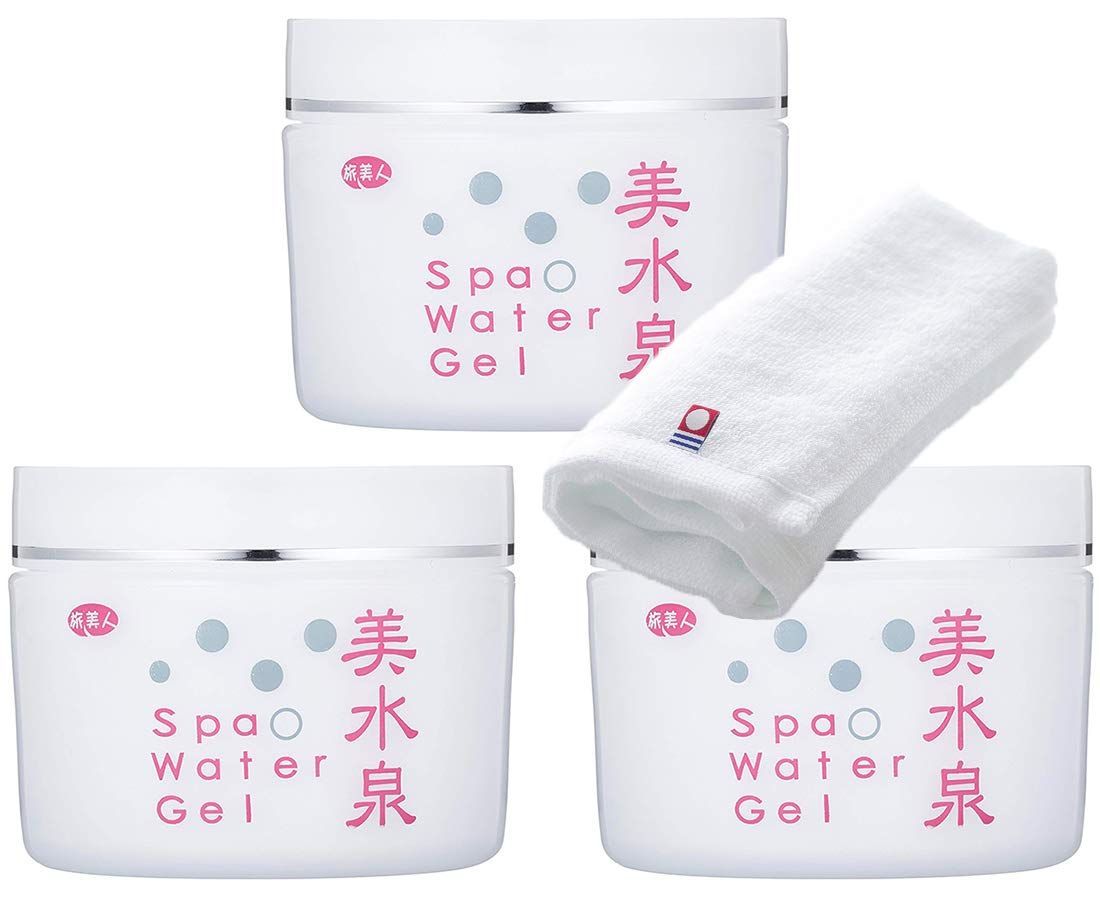 アズマ商事【今治タオル付き】スパウオーターゲル 美水泉 80ｇ 3個入りセット/ 旅美人 オールインワンジェル