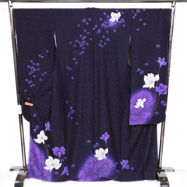 振袖 着物 中古 リサイクル 正絹 袷 フォーマル 花模様 銀通し