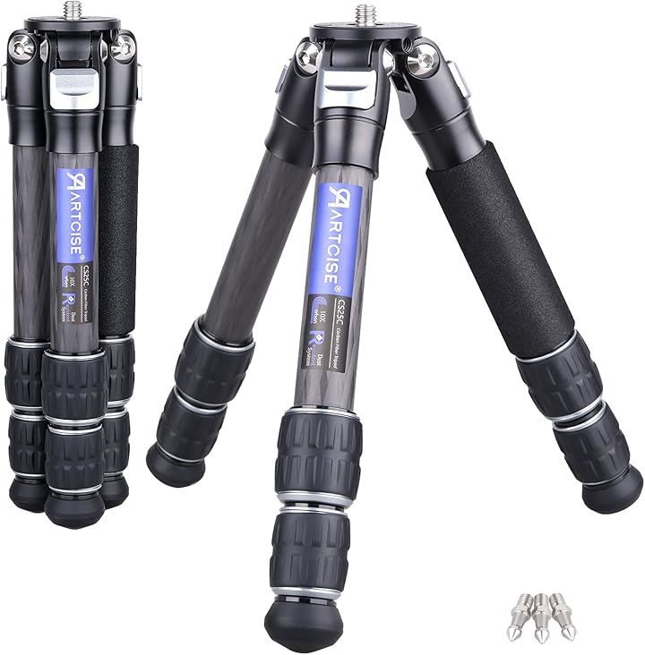 ARTCISE 호환 가능, 22.5mm 튜브형 미니 카본 삼각대, 가볍고 휴대가 간편함, 카메라, 데스크탑, 탄소 섬유 여행용 삼각대, DSLR/미러리스, DSLR/SLR/미러리스 등과 호환 가능, 보관 가방 포함, 여행 적재 용량 10kg