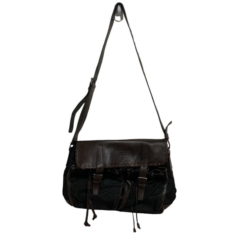 【極美品】PRADA ショルダーバッグ ナイロン x レザー メッセンジャー PRADA プラダ レザー×ナイロン ショルダーバッグ メッセンジャー