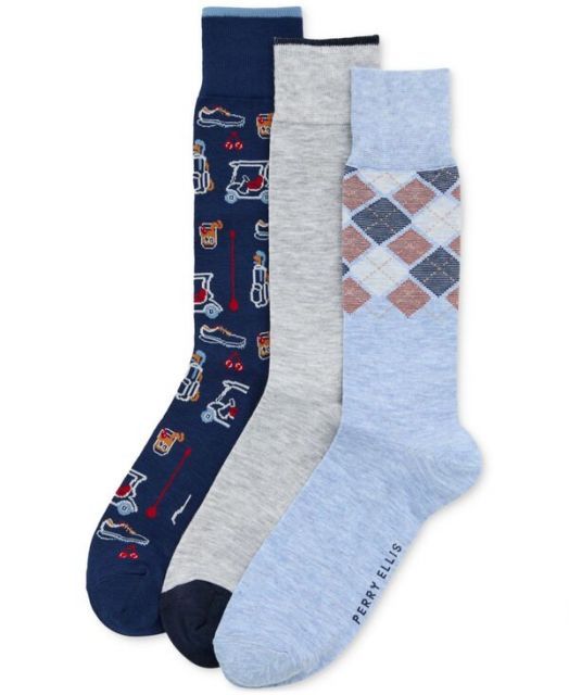 送料無料 ペリーエリス メンズ 靴下 アンダーウェア Men s 3pk. Mixed Patterned Socks 19TH HOLE
