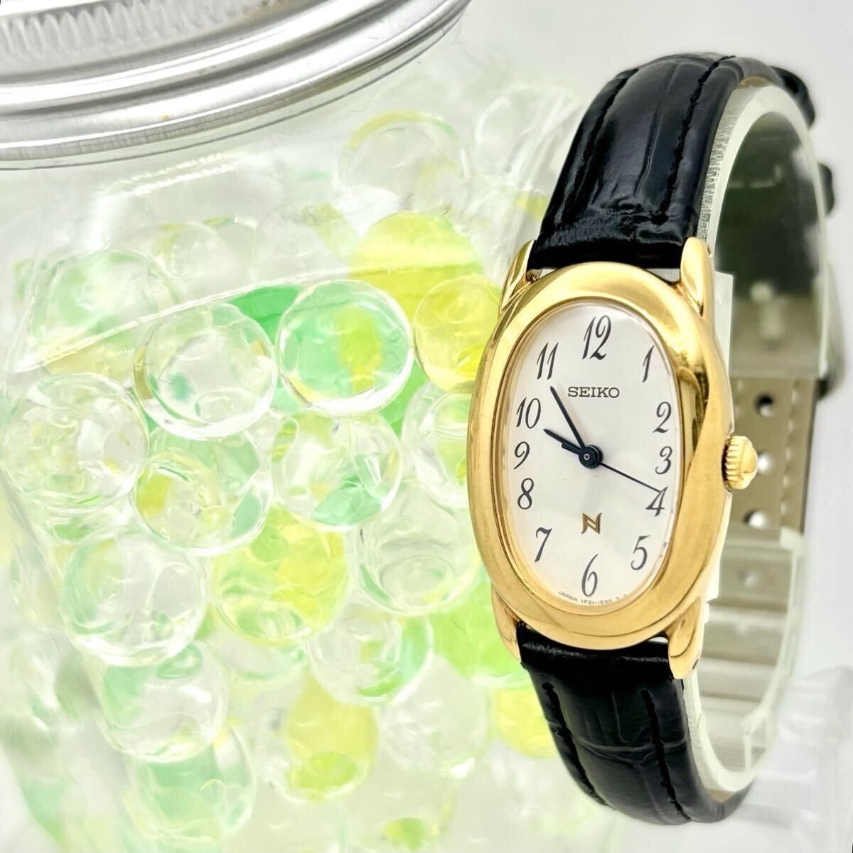 電池 SEIKO セイコー NOIE ノイエ ゴールド レディース 腕時計 オーバル 1F21-5B70 780368 ベルト