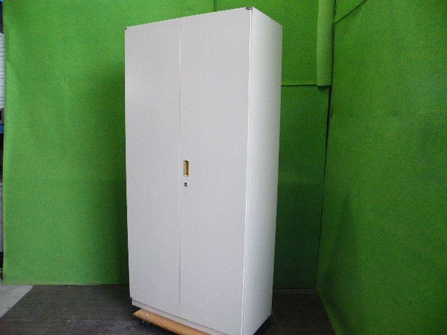 スチール製 両開き書庫 棚４段 カギ無し H191cm×W90cm×D45cm キャビネット U-1005