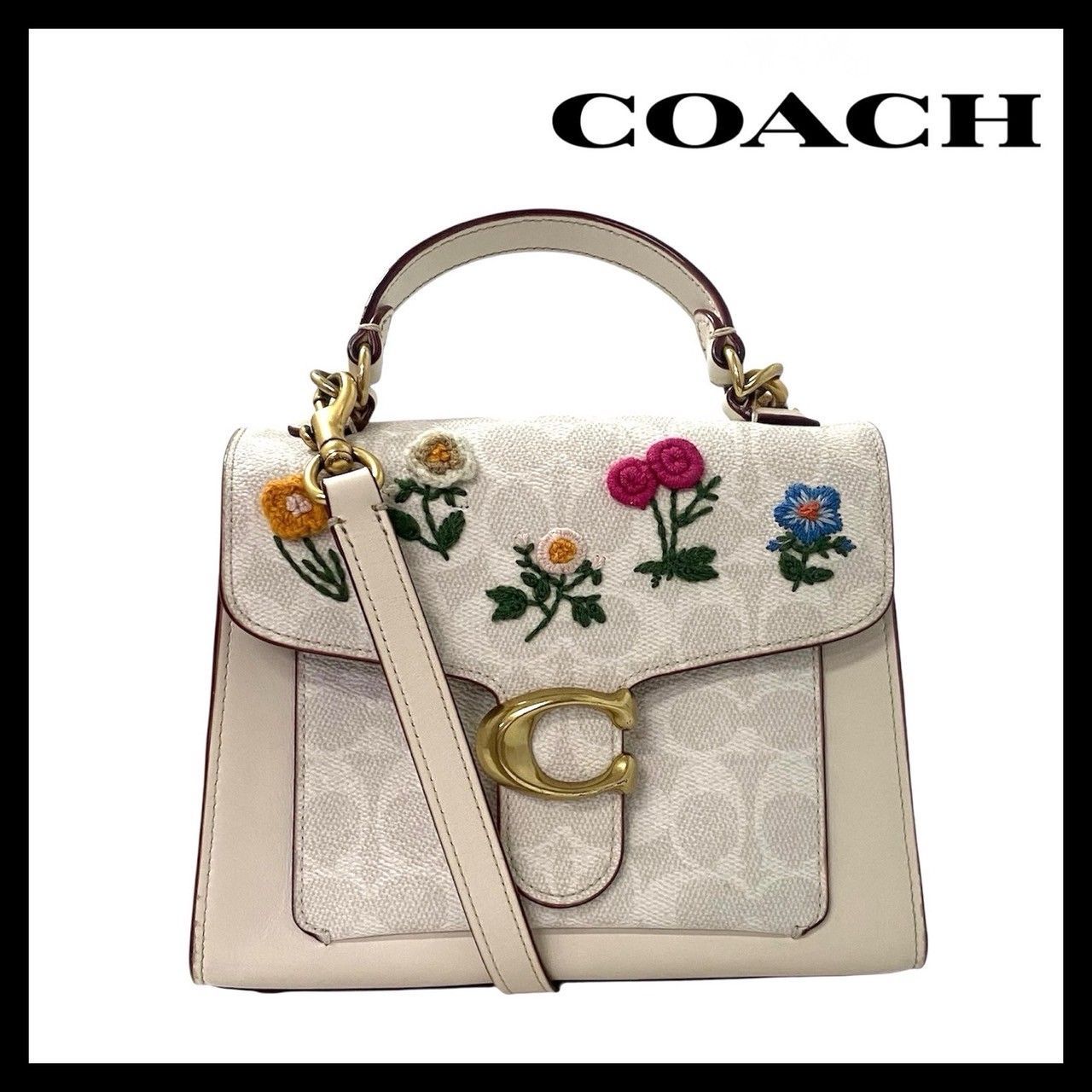 Y COACH タビー トップ ハンドル 20 シグネチャー フローラル エンブロイダリー 629 2Way バッグ ショルダーバッグ ハンドバッグ フラワー|花柄 刺繍 コーチ 60101A1