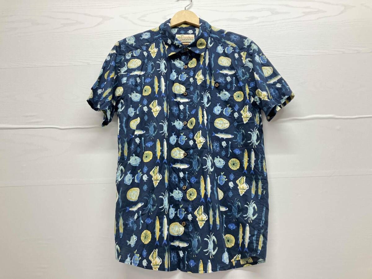 Pataloha パタロハ アロハシャツ NYV ネイビー 魚 総柄 Patagonia パタゴニア サイズ M コットン 52561 夏