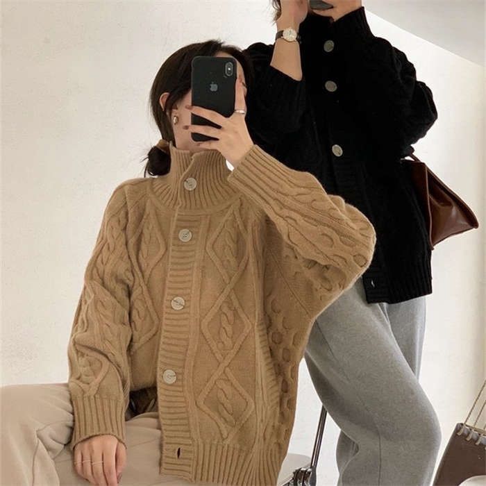 カーディガン レディース ニット セーター 秋冬 ケーブル編み カーディガン 長袖 ニットカーディガン さっと羽織れる ニット 羽織 ゆったり フェミニン 着回し シンプル カジュアル 体型カバー 柔らかい お洒落xzzhang48