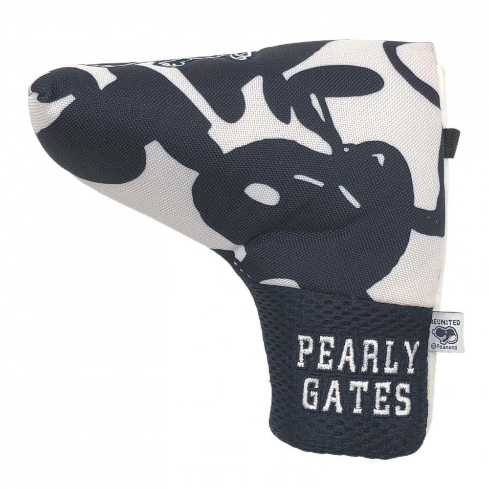【美品】パーリーゲイツ×PEANUTS パターカバー ネイビー×白 スヌーピー総柄 ピン型ゴルフ PEARLY GATES