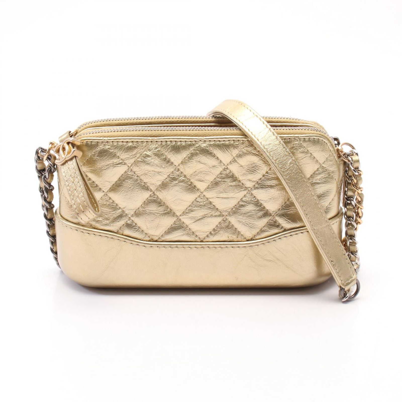 シャネル CHANEL ショルダーバッグ ココマーク A94505 ゴールド レザー マトラッセ ミニチェーンショルダー レディース Used A