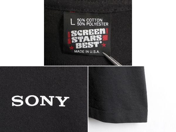 90s USA製 SONY ソニー 企業 アート プリント 半袖 Tシャツ L-