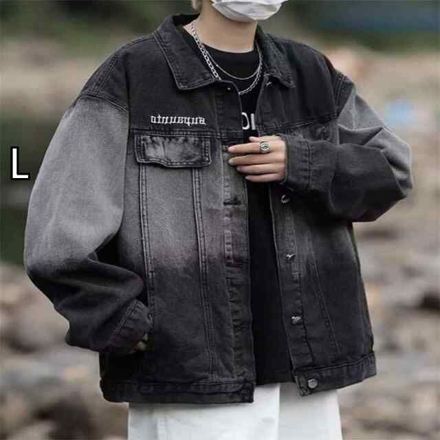 定番，お買い得 [L]春 コーデ メンズ 用 服 シンプル ファッション オシャレ 大人 かっこいい 紳士服 アメリカン ゆったり 大きいサイズ グラデーション デニム ジャケット ワークウェア  カジュアル 通勤ス その他