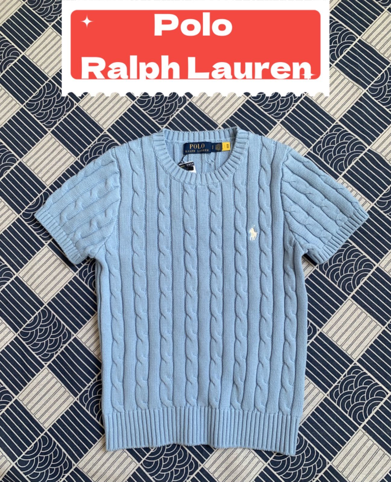 Polo Ralph Lauren半袖ニットセーター  ライトブルー