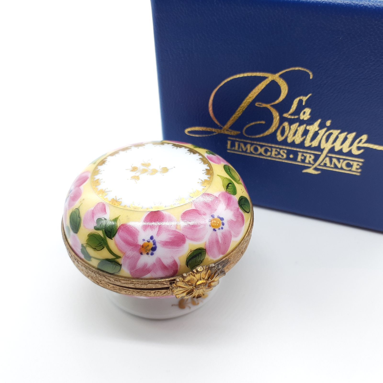 LIMOGES リモージュボックス フランス エナメル 小物入れ イエロー