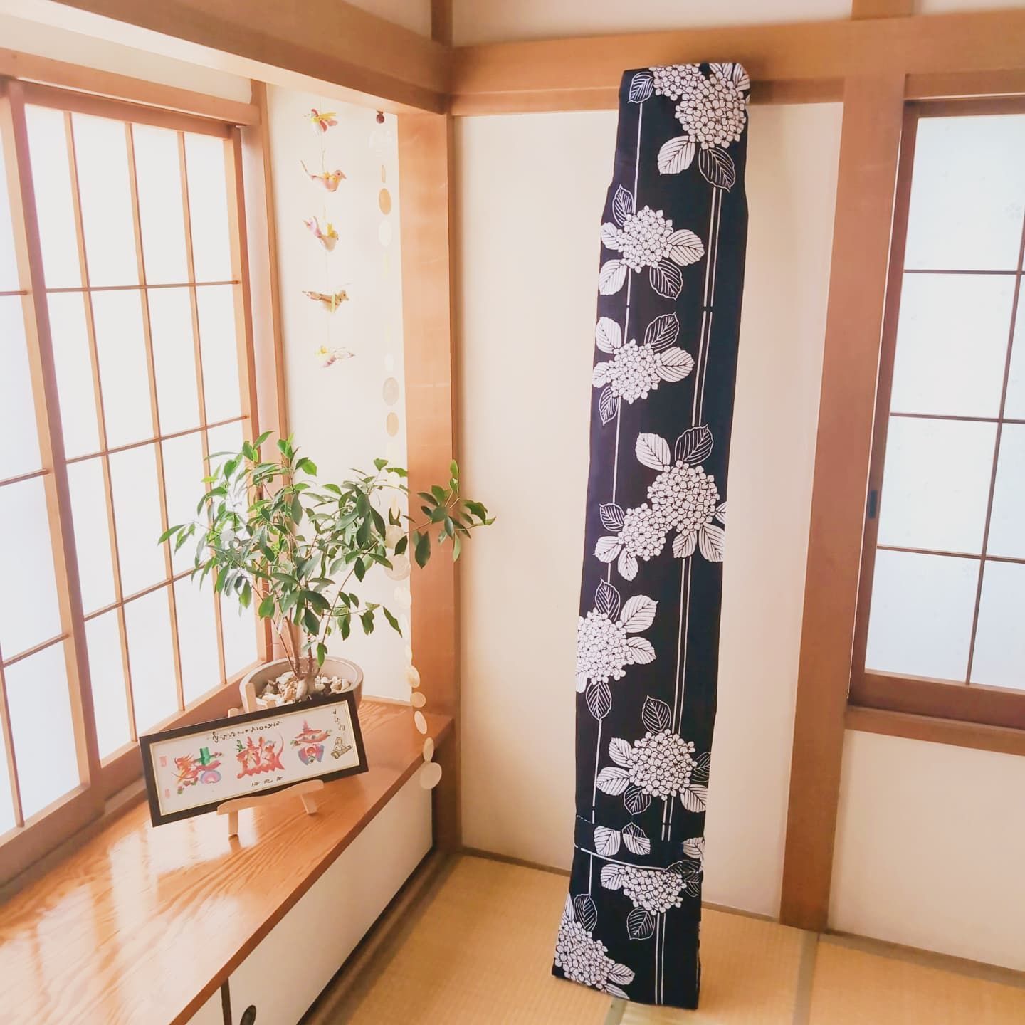 琴(箏)ゆたん 油単 カバー 青地 花柄 - メルカリ
