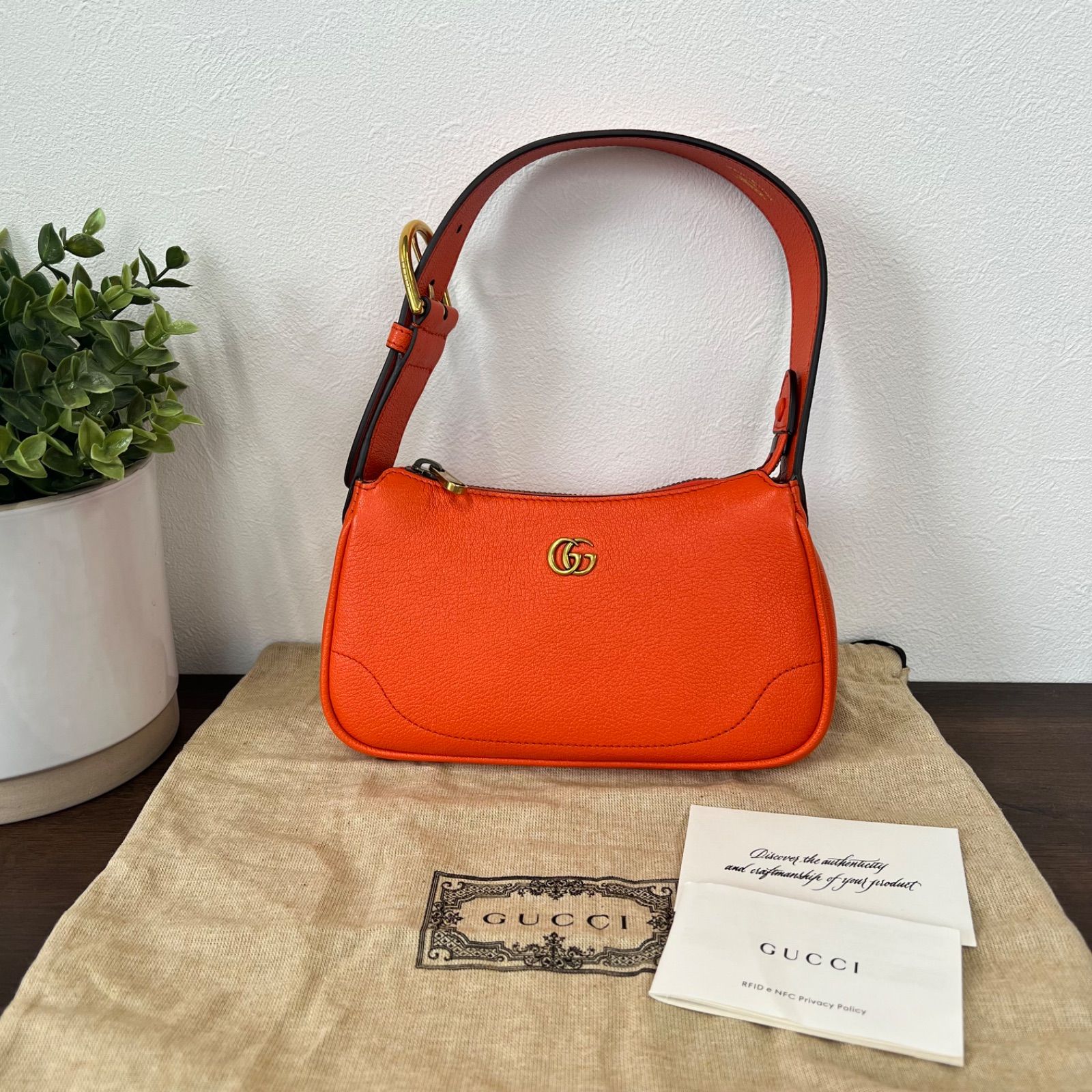 GUCCI グッチ アフロディーテ ミニショルダーバッグ ハンド レザー 739076 オレンジ レディース
