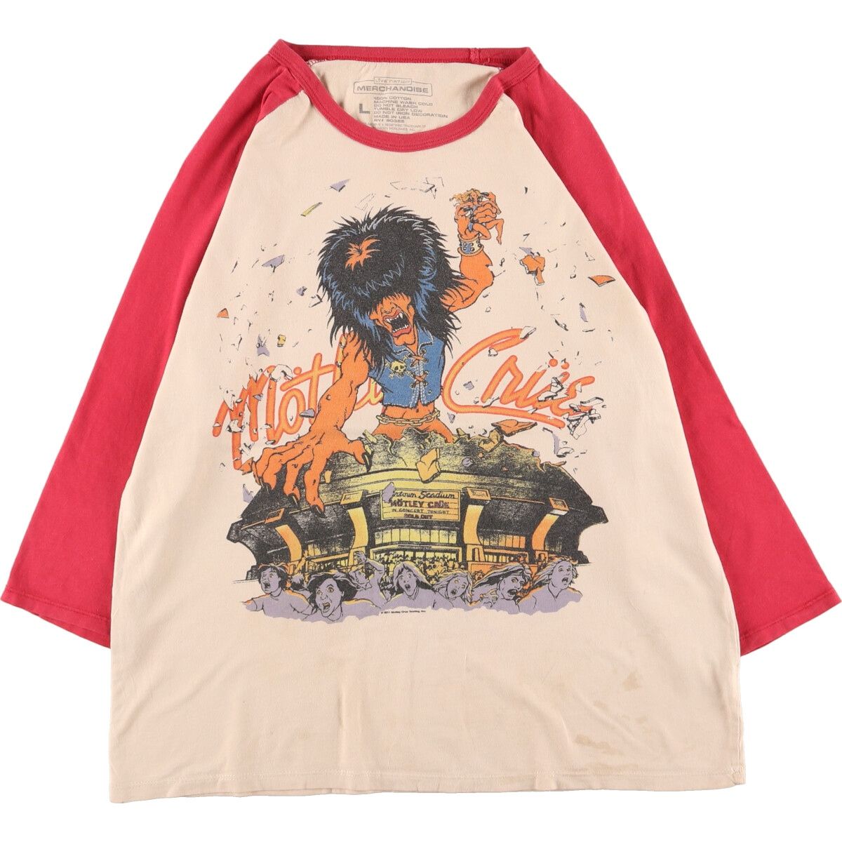 古着 LIVE NATION MOTLEY CRUE モトリークルー 七分袖 両面プリント 
