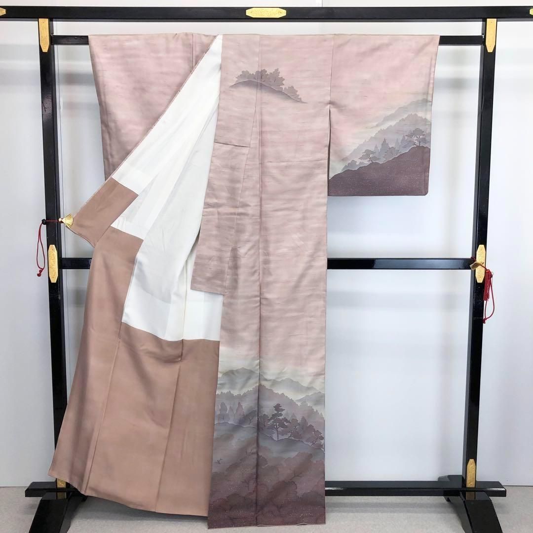 牛首紬 白山工房 単衣 付下げ訪問着 正絹 遠山 証紙 美品 イ6245 牛首紬 白山工房 単衣 付下げ訪問着 正絹 遠山 証紙 美品 イ