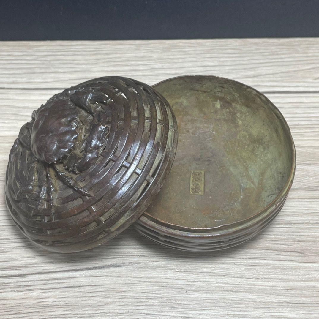 送料無料 ギフト 透かし彫り香炉 カニ 八方箱 香線 香挿 装飾品 工芸品 美術品 工芸品