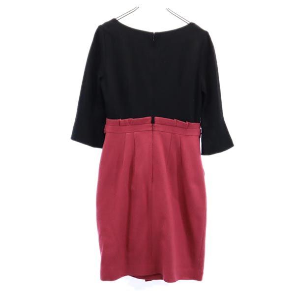 ジャスグリッティー 七分袖 ワンピース 2 黒×赤 JUSGLITTY  