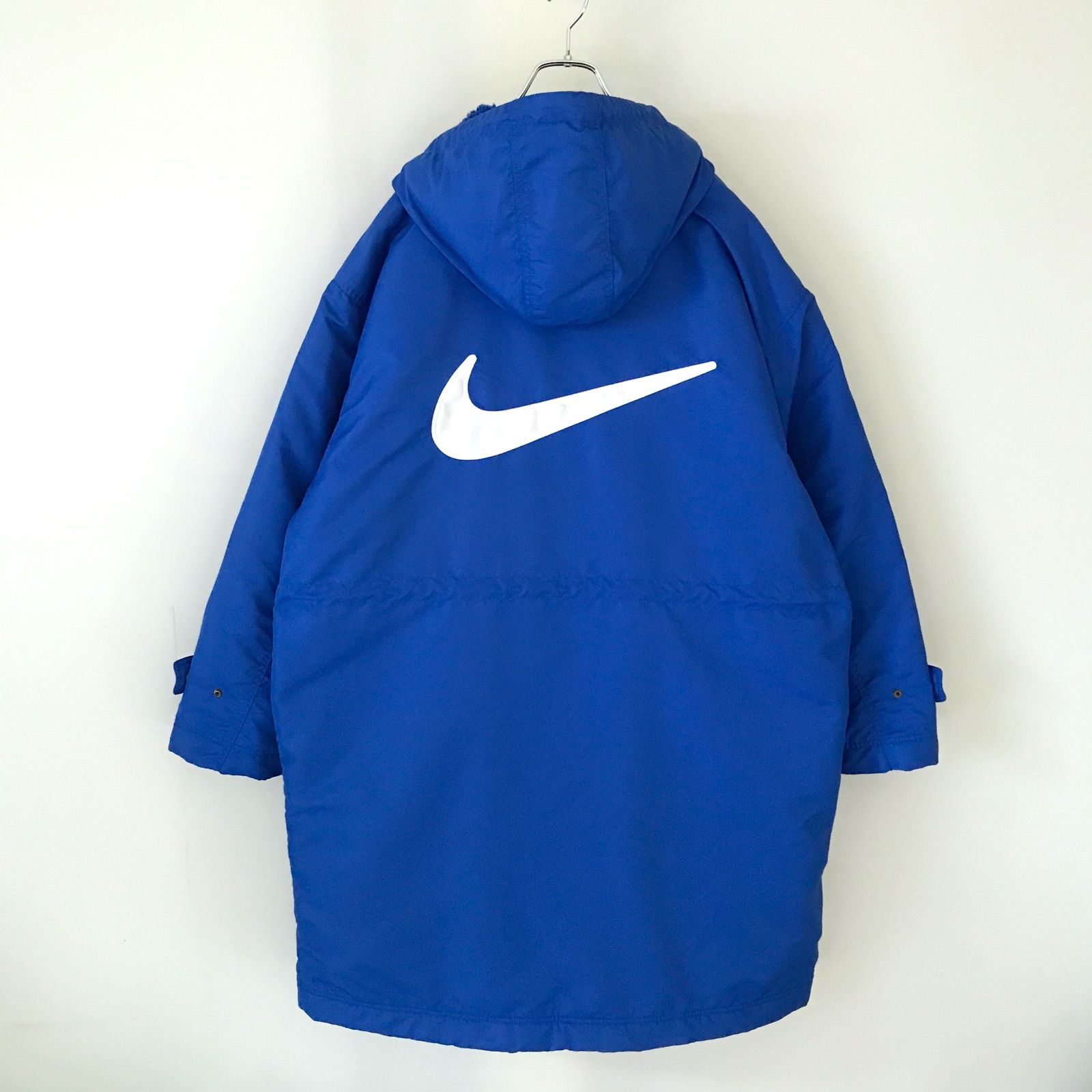 NIKE ナイキ☆00s ナイロンベンチコート/ハーフ丈☆裏地ボア/刺繍 