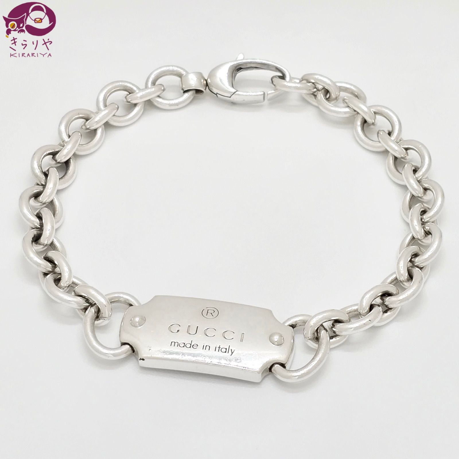 GUCCI グッチ ロゴプレート チェーン ブレスレット 20 全長22 GUCCI グッチ ロゴプレート チェーン ブレスレット 20 全長22