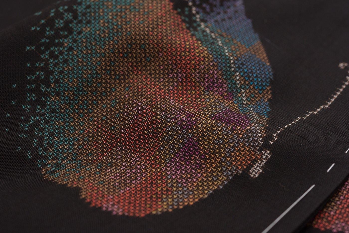 MK-1445 本場大島紬 地空き 美しい蝶々 黒色 大島紬 地空き 蝶々 地空きの