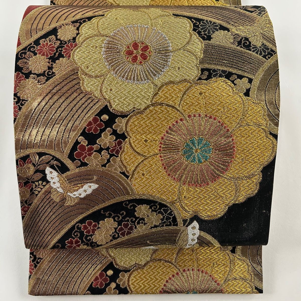 付下げ 身丈160cm 裄丈66cm M 袷 袋帯セット 草花 金銀糸 刺繍