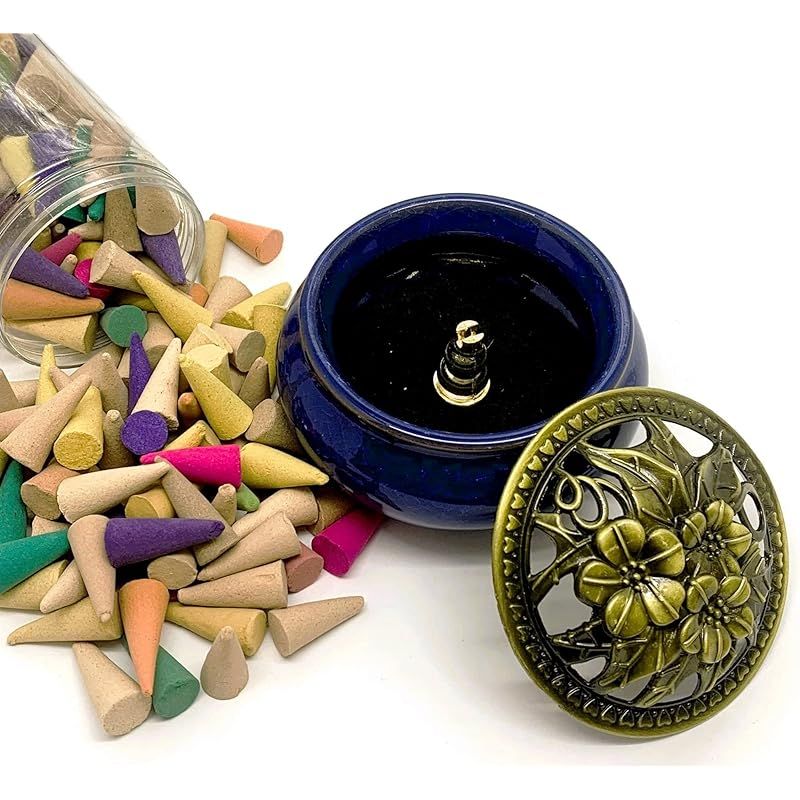 焼き物　お香焚 Incense Holder Ice Blue × Hickory – GENERAL FURNISHINGS & CO.